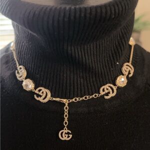 Fashion Jewelry Gold Necklace with Crystal Charms